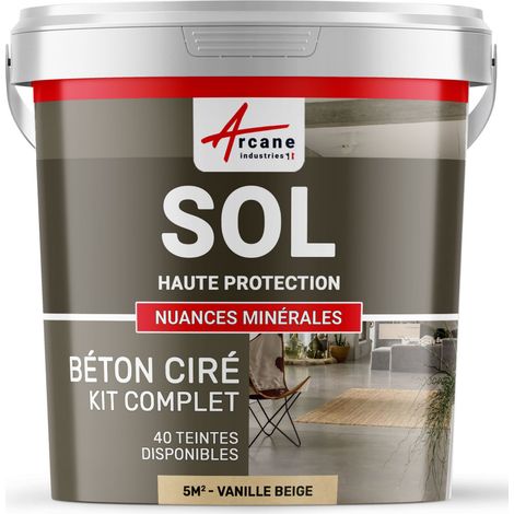 Béton ciré sol en kit, primaire et vernis de finition inclus - 5 m² (en 2 couches) Vanille Beige - ARCANE INDUSTRIES