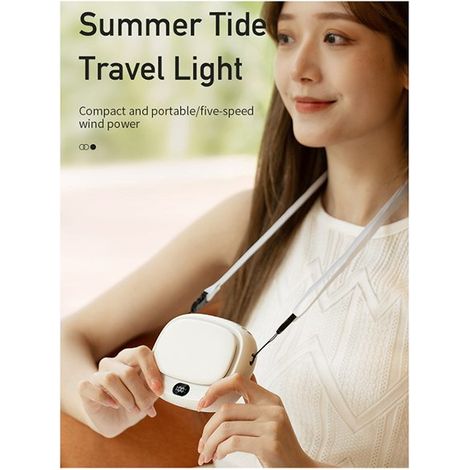 1 set. Colour: White. Material: Plastic. Portable clip-on fan for the waist, mini rechargeable hanging neck protector. (1/5)