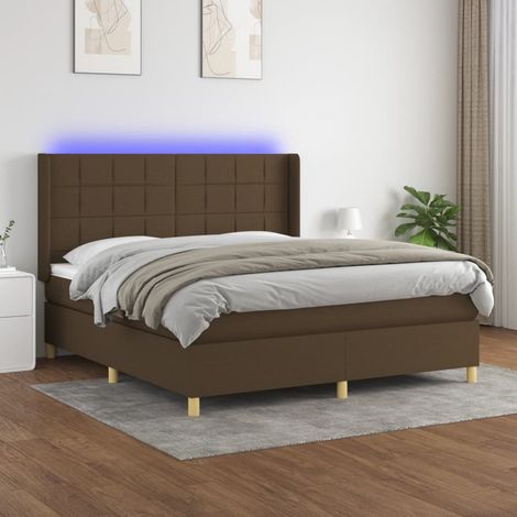 Sommier à lattes de lit matelas et LED Marron foncé 180x200cm vidaXL (1/5)