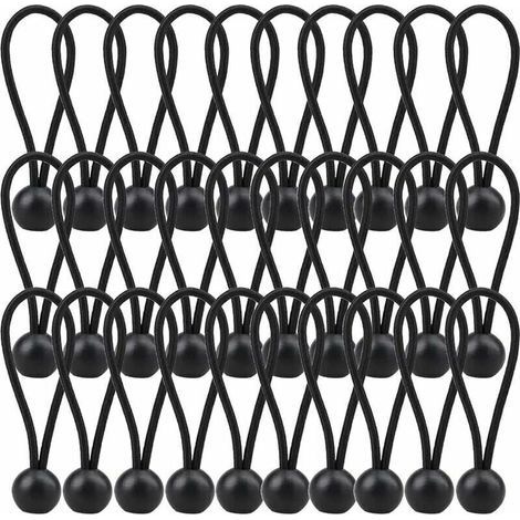 30 Stück elastische Spanner, Planenspanner 140 mm, elastisches Planenseil für Pavillon, Plane, Camping, Zelt, Vorhänge, Verlängerungsgeschirr – Schwarz