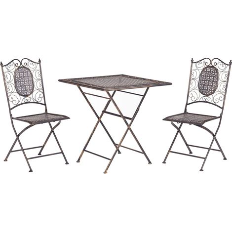 Set da Giardino Bistro Pieghevole 70 x 70 cm in Metallo Nero Bormio