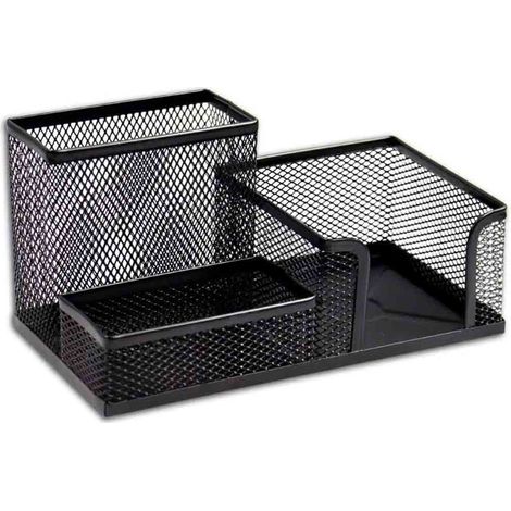 Portaoggetti da scrivania in metallo traforato con 3 scomparti portapenne desk organizer per cancelleria (1/5)