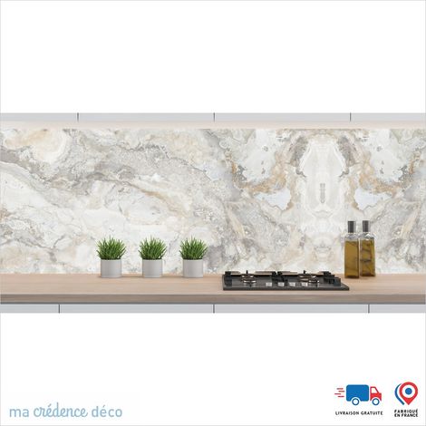 Crédence : Marbre de Apricale - Couleur Beige sable - Alu composite - 120 - 60 (1/3)