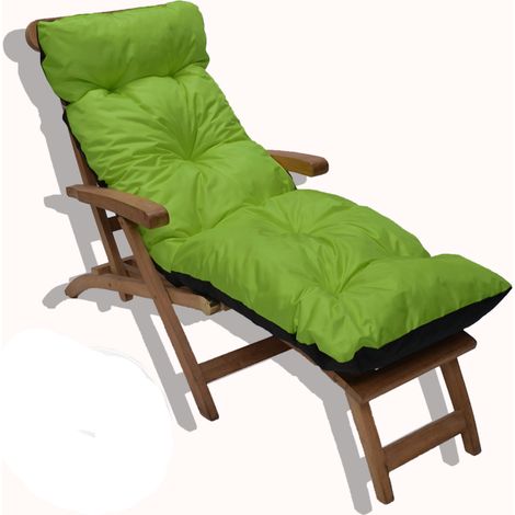 Coussin bain de soleil imperméable réversible anis et noir – Conçu pour abords de piscine – Séchage rapide – 200x60cm (1/5)