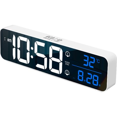 Réveil, numérique LED avec thermomètre, 2 alarmes, 5 niveaux de luminosité (1/5)