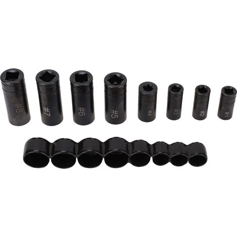 Kit de 8 douilles à tarauder en acier allié, compatibles 1/4" et 3/8", modèle 70500 robuste pour entretien automobile précis (1/3)
