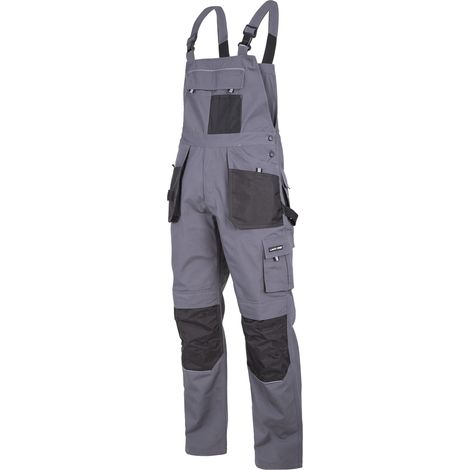 Lahti PRO L4061650 Hombre multifunción Profesional – Peto Pantalones Largos de Trabajo con Bolsillos en Las Rodillas, Gris, M