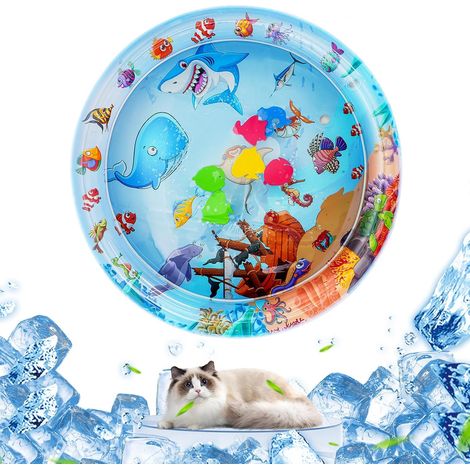 CCYKXATapis Wasserkatzenmatte, aufblasbare Kühl-Spielmatte für Katzen, verdickte aufblasbare sensorische Wassermatte für den Sommer, Wasserspielmatte für den Außenbereich (Hai) (1/5)