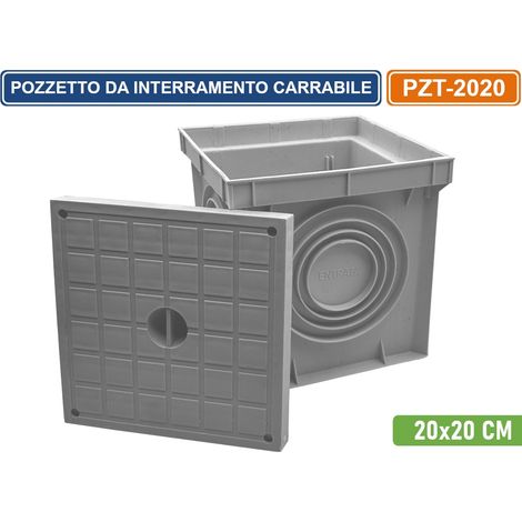 POZZETTO DA INTERRAMENTO GRIGIO CARRABILE IN POLIPROPILENE PER CAVI ELETTRICI 20x20 CM (1/3)