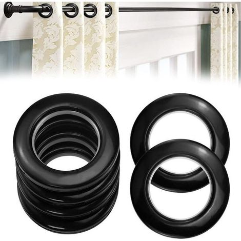 20 Stück Clip-on-Gardinenösen, Kunststoffösen für Gardinen, abnehmbare Gardinenösenringe, 42 mm Gardinenringe für den Innenbereich (Schwarz) (1/5)