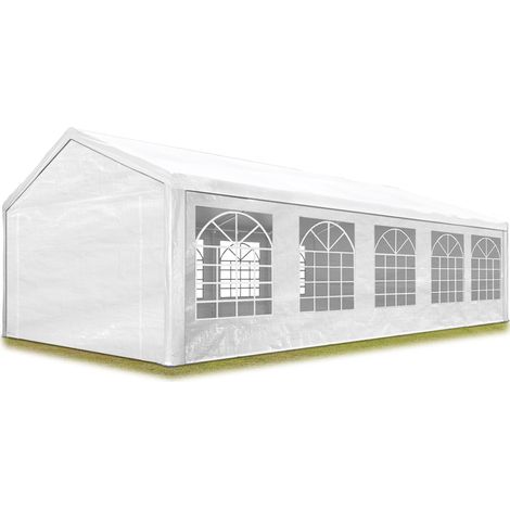 Carpasol – Tente de réception 4x10 m – Barnum blanc 100% imperméable – Structure en acier galvanisé – Montage rapide avec système à clips