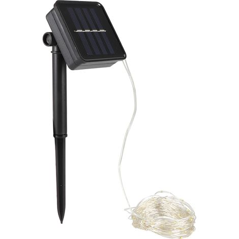 10 m lange Lichterkette mit 100 LEDs aus Solar-Kupferdraht, warmweißes Licht für den Garten (1/5)