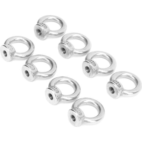 Lot de 8 écrous à œil en acier inoxydable pour le levage extérieur, destinés à l'industrie maritime, aux yachts à moteur et aux navires d'assaut (charge maximale : 70 kg). M6 (1/5)