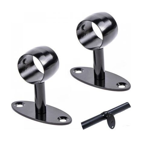 Support de Main Courante, Support de Rampe Escalier Mural en Acier Inoxydable pour les Cages D'escalier, Couloirs, Salles de Bain, Intérieure et Extérieure Ø 33 mm, 2 Pièces, Noir (1/5)
