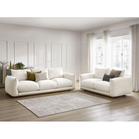 Bobochic – Ensemble canapé droit fixe 3 + 2 places Ernest – Tissu lisse 92% polyester – Confort moelleux – Charge max 450 kg – Fabrication Europe (1/5)