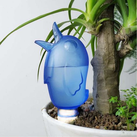 Arrosoir Automatique En Forme D'Oiseau - Système D'Arrosage Goutte À Goutte Pour Plantes En Pot - 7 cm x 16 cm - ABS + Argile - Bleu (1/5)