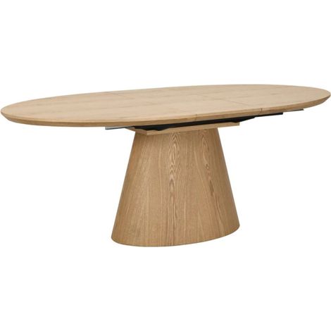 Tavolo da pranzo LUMEA – Ovale allungabile da 160 a 200 cm – Effetto legno – Stile rustico