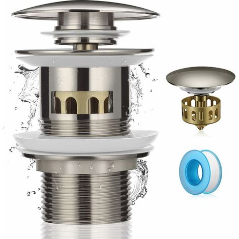 Universal Basin Plug Basin Plug Drain Filter Plug Without Overflow Chrome Countertop Basin Plug Without Overflow Bathroom Sink (1/5)