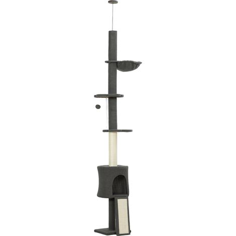 Árbol para gatos con hamaca, altura ajustable, gris