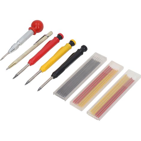 Zimmermannsbleistift-Set mit Hartmetallspitze, Stift, Ersatzminen, Körner und Anspitzer, Holzbearbeitungswerkzeug (1/5)
