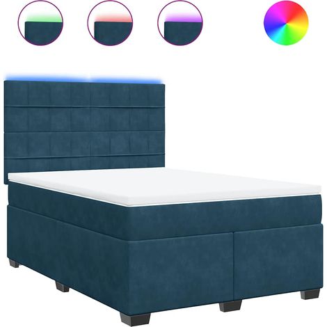 Maison Exclusive - Cama box spring con colchón terciopelo azul 16 (1/5)