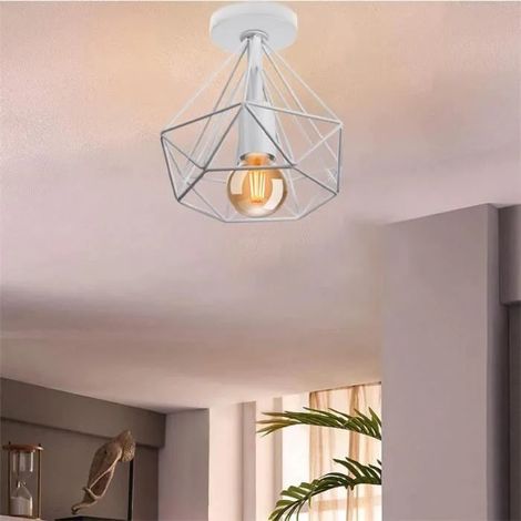 U-Do Plafonnier design Moderne Cage en Métal Blanc E27 20CM (1/4)