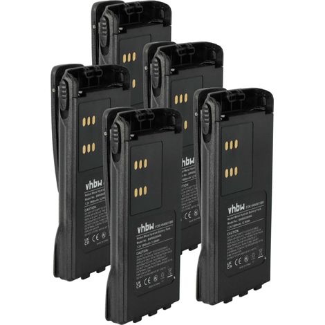 vhbw 5x Akku kompatibel mit Motorola GP280, GP240, ATS2500, GP1280, GP140 Funkgerät, Walkie Talkie (1800 mAh, 7,2 V, NiMH) + Gürtelclip