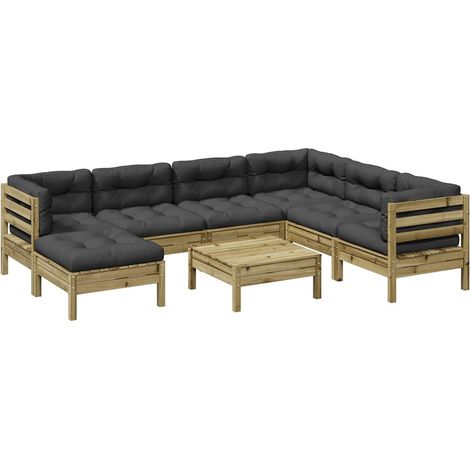 Set Divani da Giardino 8pz con Cuscini Legno Impregnato di Pino vidaXL (1/5)