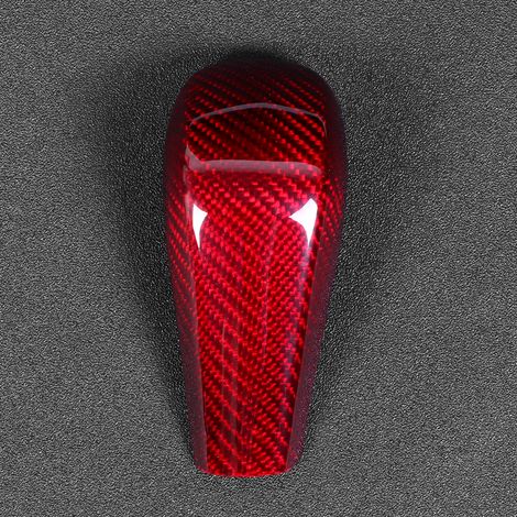 Pommeau de levier de vitesse BMW Série 1, Série 3, E90, E92, E87 (couverture intégrale) en fibre de carbone véritable, jeu monobloc [Rouge] (1/5)