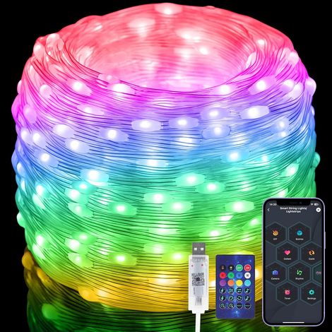 20M Intelligent RGB String Light with Remote Controls [Waterproof]  USB Powered, 99+ Modes, Multicolor, for Indoor/Outdoor Decoration, Christmas, Halloween, Wedding, Parties
