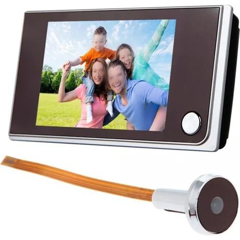 Interphone vidéo sans fil, écran TFT 3,5 pouces, 2 millions de pixels, angle de vision large de 170°, sonneries multiples, alliage de zinc, noir (1/5)
