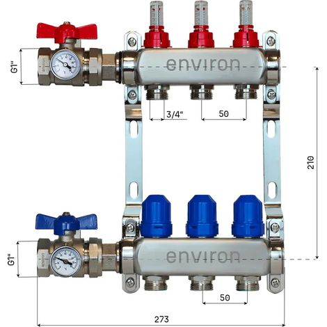 Edelstahl Heizkreisverteiler 2 - 12 fach mit (1/5)