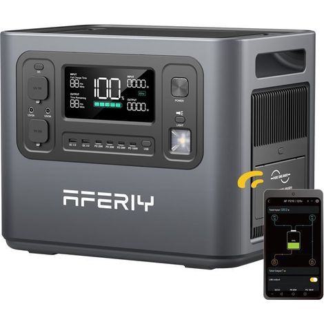 Tragbares Stromaggregat - AFERIY - 2048Wh/2400W - Schnellladung 1,7h - Ausgang 220-240V - USV & App