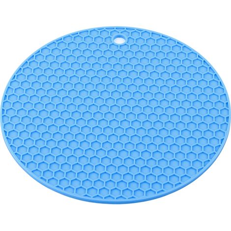 Tapis de table rond en silicone, résistant à la chaleur et antidérapant pour casseroles (bleu) (1/5)