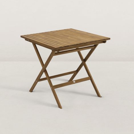 Table de jardin pliante en bois d'acacia 80x80 cm – 2 à 4 personnes – Rangement facile – Idéale pour petits espaces (1/4)