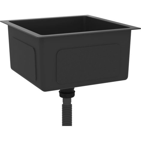 Evier de cuisine fait à la main intérieur maison lavabo salle de bain noir 40 x 40 cm acier inoxydable (1/5)