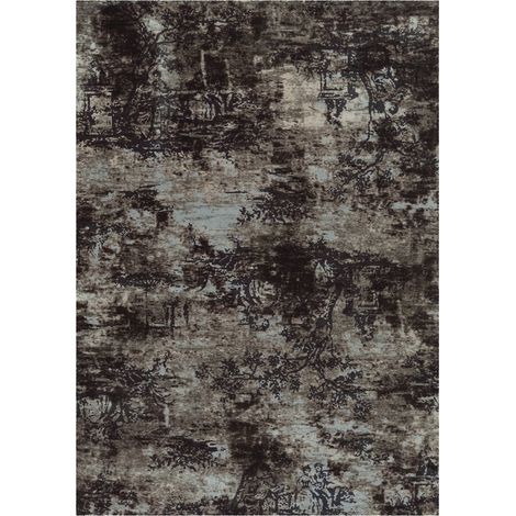 Tapis vintage taupe plat tissé style atelier - taupe patiné à nuances sable et gris (1/2)