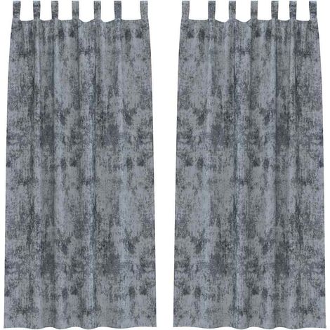 Rideau avec des rideaux 2 pcs Gris argenté 225 x 140 cm Velours CFW77413 (1/5)