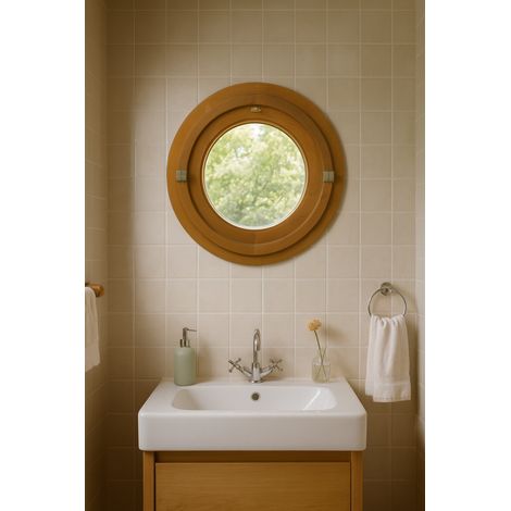 Ojo de buey de madera H80 x L80 cm, costado de tablero, GD MENUISERIES