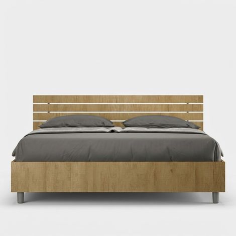 Cama matrimonial de madera 160x190 con cabecero inclinado Ankel sin somier