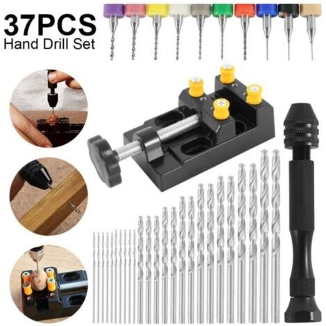 37 Pièces Mini Perceuse à Main Modélisme, Étau Pin Aluminium Précision DIY (1/4)