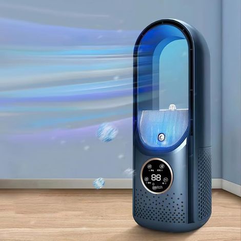 Ventilateur Tour Sans Pales,Ventilateur Silencieux sans Pale pour chambre à coucher,35 dB,6 Vitesses de Réglage,Humidification,Minuterie 6H,Ventilateur colonne pour salon et chambre (Bleu) (1/5)
