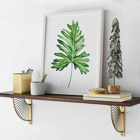 Lot de 2 Support étagère, Acier doré forme éventail, Capacité 40 kg, pour salon chambre cuisine (1/5)
