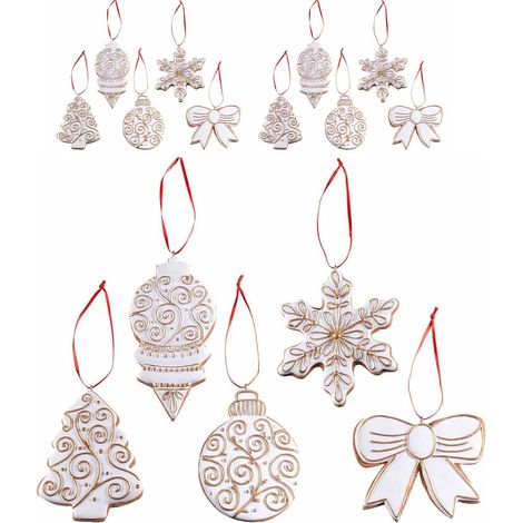 Decorazioni Natalizie da Appendere: 10 Figure Assortite in Stile Shabby Chic (1/4)