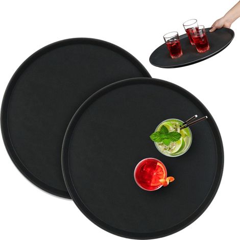 Bandejas grandes negras para servir (juego de 2) - Ø45 cm (1/5)