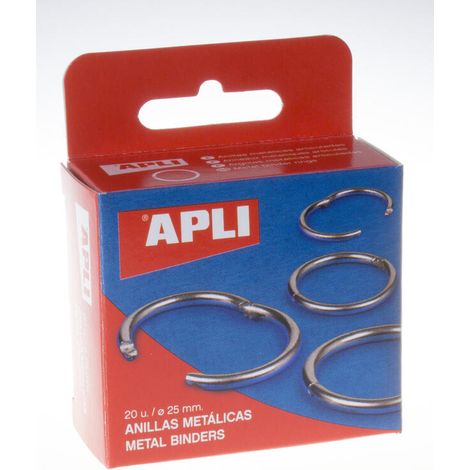 CAJA 20 UDS. ANILLAS METÁLICAS ARTICULADAS 25 MM APLI 452