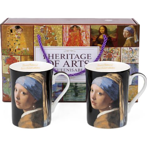 Tazas de porcelana 2x Vermeer "La joven de la perla" 300 ml de lujo (1/5)