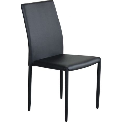 Sedia impilabile da interno con struttura in acciaio rivestita in ecopelle Light Skin - SaddleBrown (1/5)
