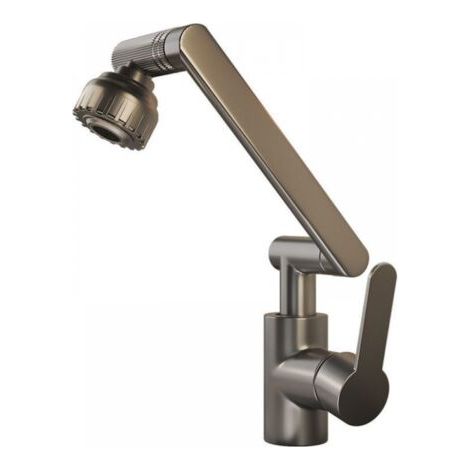 QORVA-Robinet de cuisine flexible, mitigeur de cuisine, robinet de cuisine avec douchette, mitigeur d'évier en acier inoxydable gris brossé, pivotant à 360°, 2 modes de jet, comprend 2 flexibles de 60