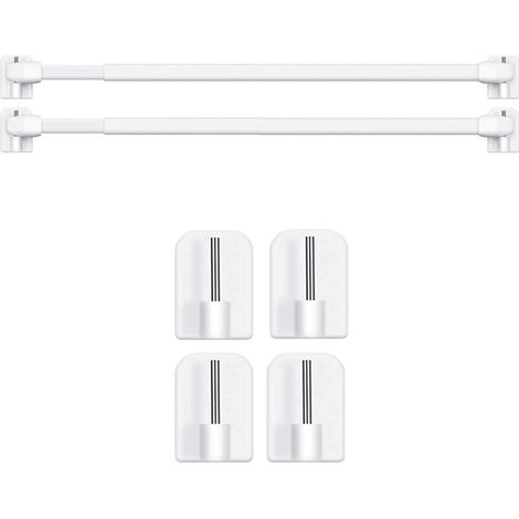 XEPHO 2 Tringles à Rideau Extensibles avec 4 Crochets - Sans Perçage ni Vis - Réglable 30-50cm pour Fenêtres & Placards - Support Jusqu'à 1 kg (2PCS-30-50CM)